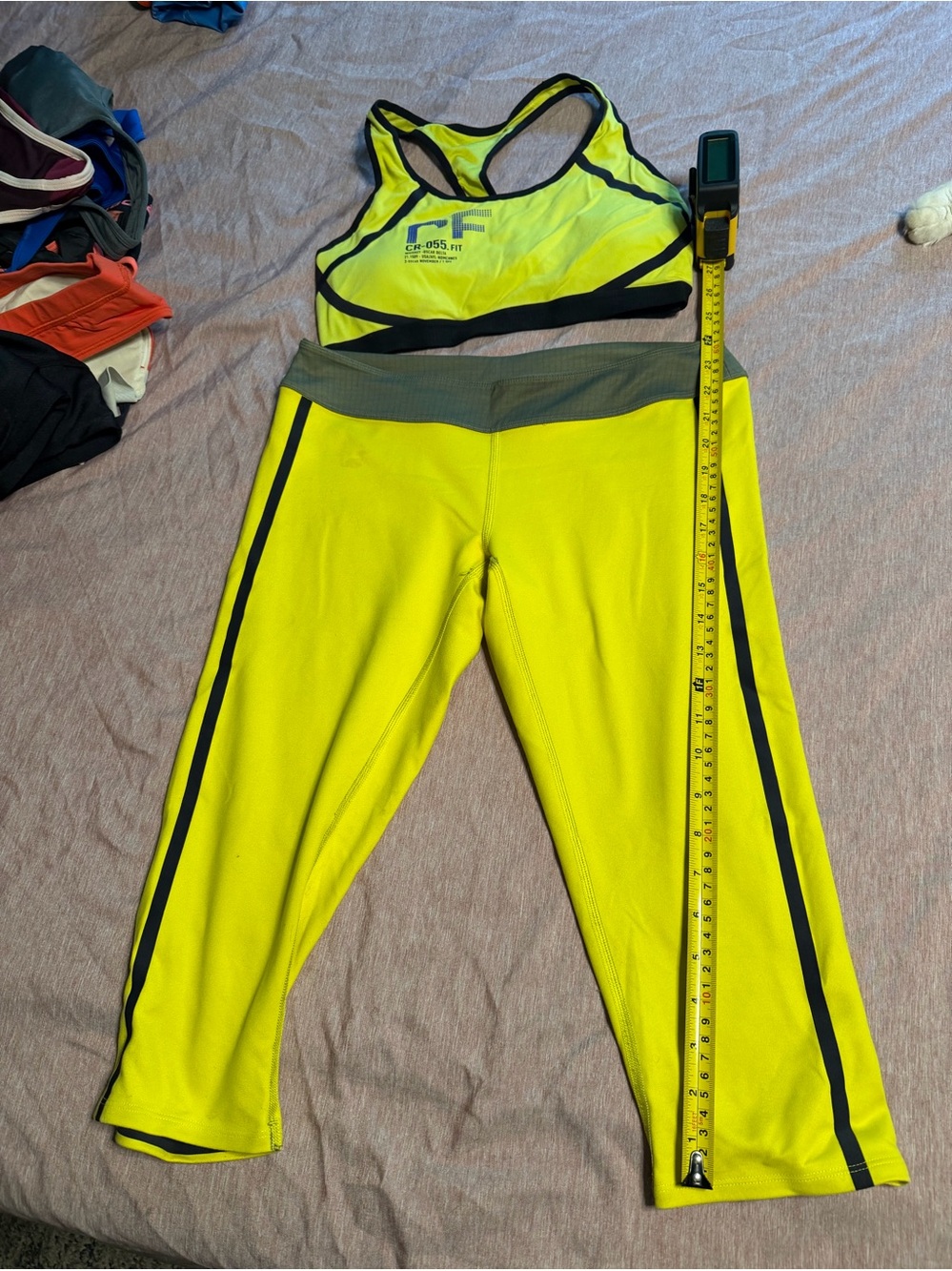 Athletic Reebok Yellow Crop Leggings with Matching Sports Bra